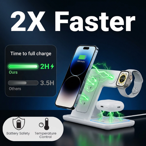3-In-1 Fast Wireless Charger Stand